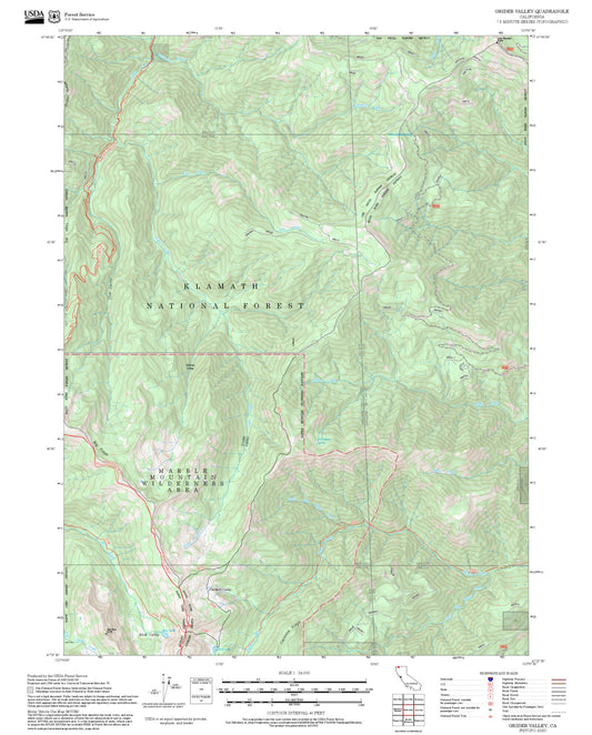 2025 Forest Service Topo Map of Grider Valley California