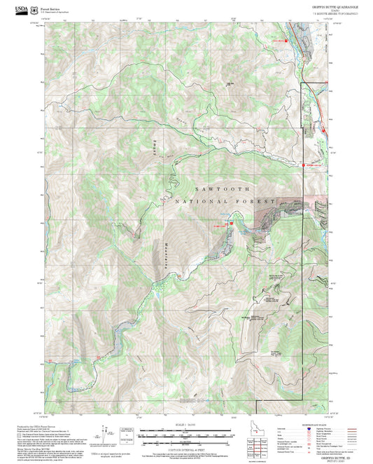 2025 Forest Service Topo Map of Griffin Butte Idaho