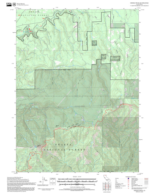 2025 Forest Service Topo Map of Grizzly Peak California