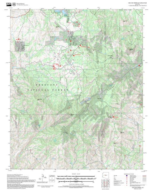2025 Forest Service Topo Map of Groom Creek Arizona