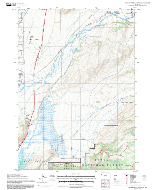 2025 Forest Service Topo Map of Gros Ventre Junction Wyoming