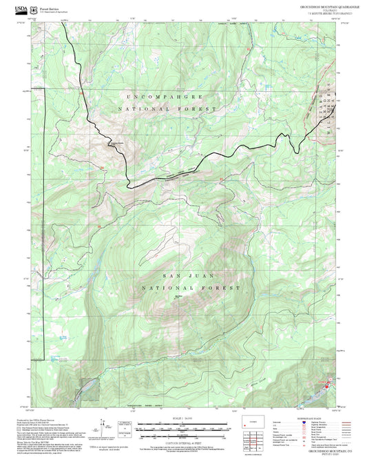 2025 Forest Service Topo Map of Groundhog Mountain Colorado
