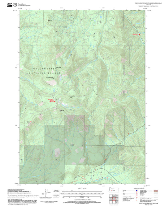 2025 Forest Service Topo Map of Groundhog Mountain Oregon