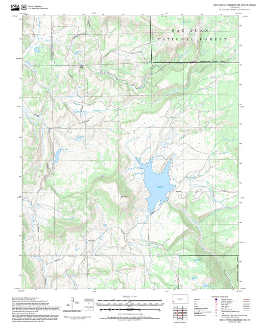 2025 Forest Service Topo Map of Groundhog Reservoir Colorado