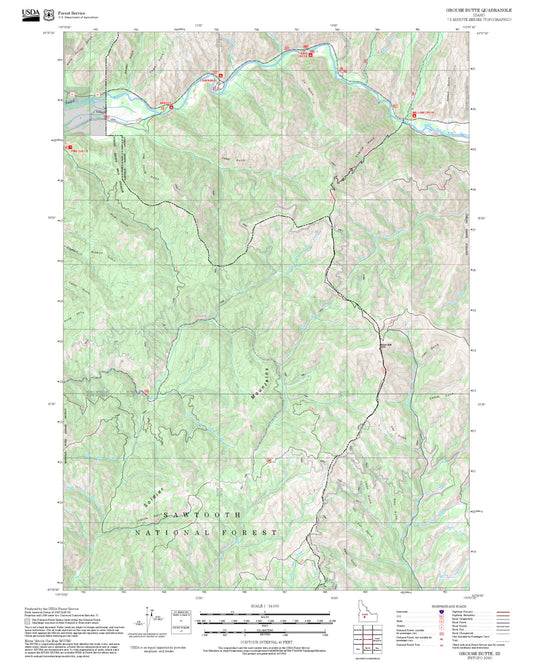 2025 Forest Service Topo Map of Grouse Butte Idaho