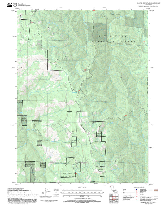 2025 Forest Service Topo Map of Grouse Mountain California