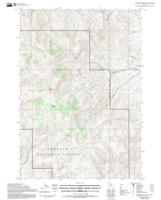 2025 Forest Service Topo Map of Grouse Peak Idaho