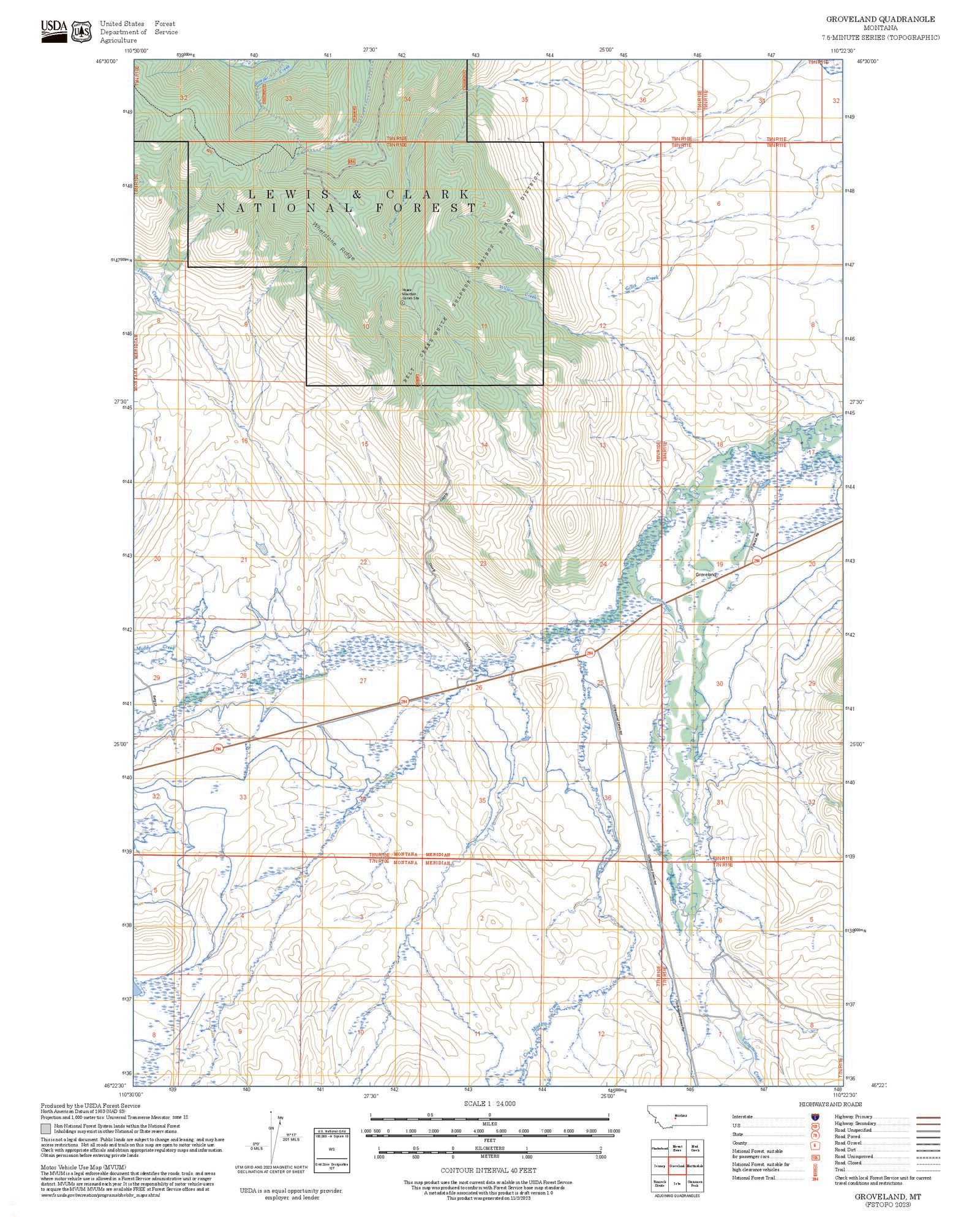 2025 Forest Service Topo Map of Groveland Montana – MyTopo Map Store