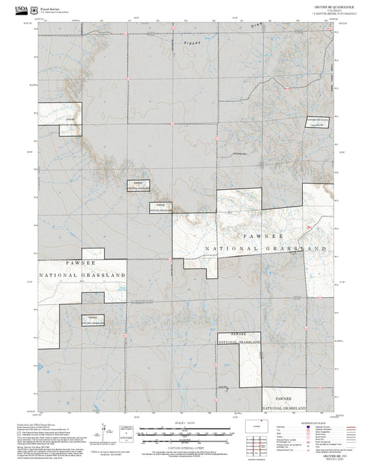 2025 Forest Service Topo Map of Grover SE Colorado