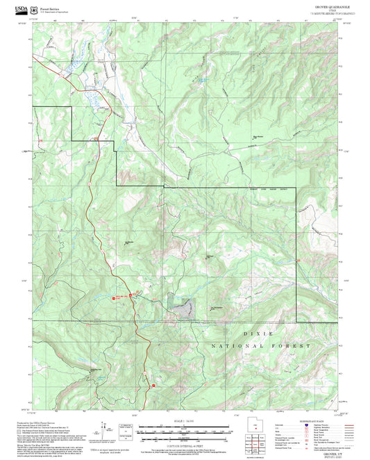 2025 Forest Service Topo Map of Grover Utah