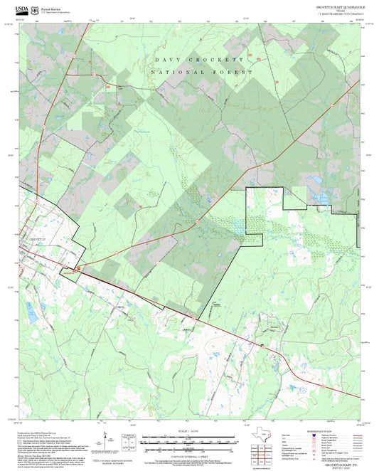 2025 Forest Service Topo Map of Groveton East Texas