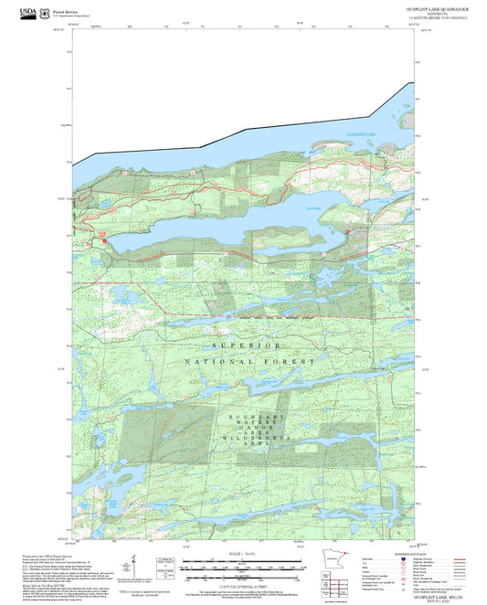 2025 Forest Service Topo Map of Gunflint Lake Minnesota