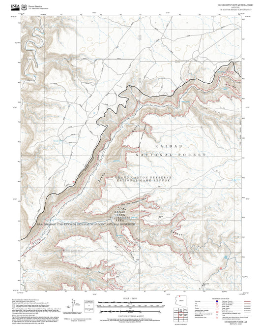 2025 Forest Service Topo Map of Gunsight Point Arizona