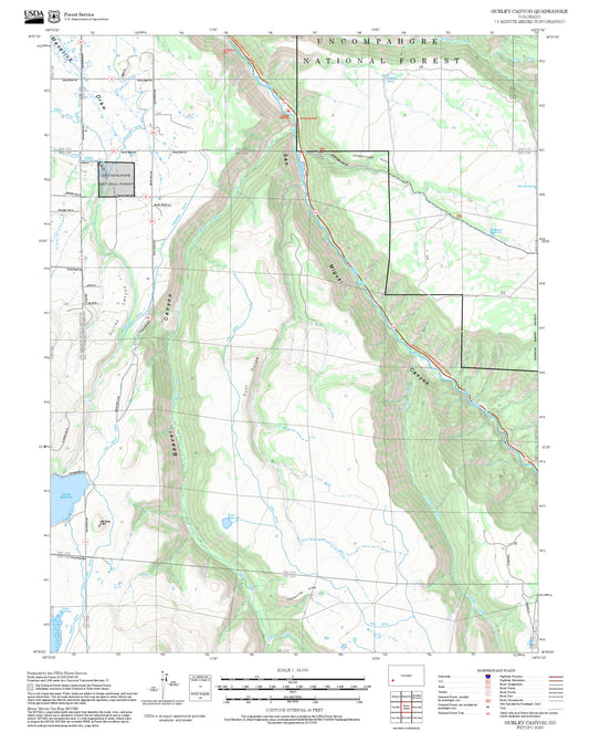 2025 Forest Service Topo Map of Gurley Canyon Colorado