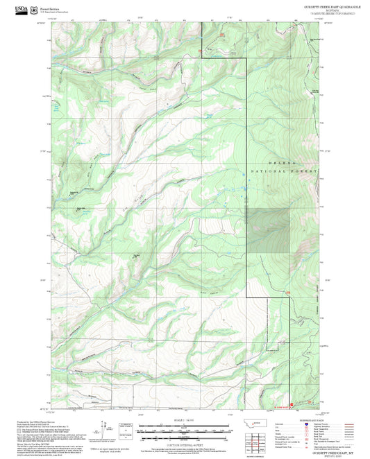 2025 Forest Service Topo Map of Gurnett Creek East Montana