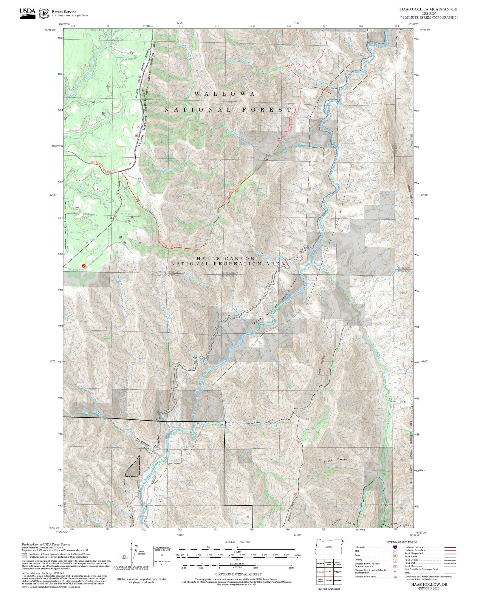 2025 Forest Service Topo Map of Haas Hollow Oregon – MyTopo Map Store
