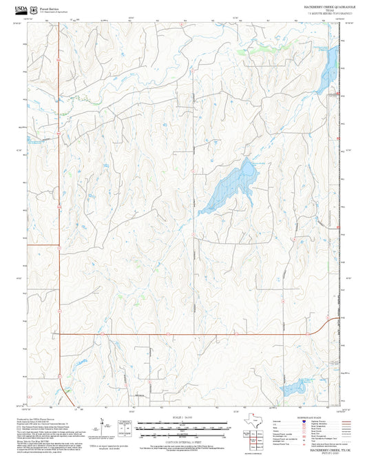 2025 Forest Service Topo Map of Hackberry Creek Texas