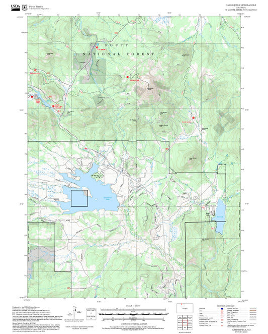 2025 Forest Service Topo Map of Hahns Peak Colorado
