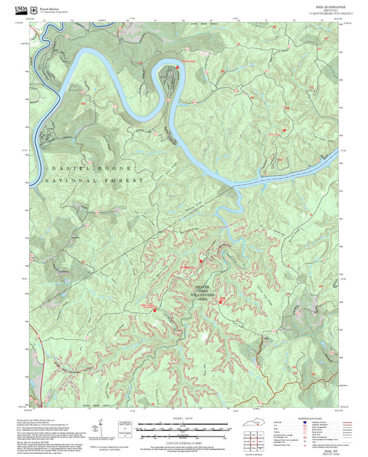 2025 Forest Service Topo Map of Hail Kentucky