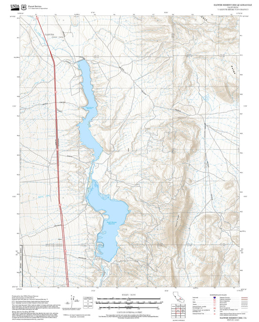 2025 Forest Service Topo Map of Haiwee Reservoirs California