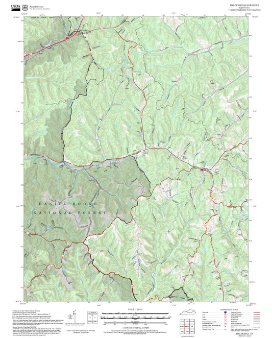 2025 Forest Service Topo Map of Haldeman Kentucky