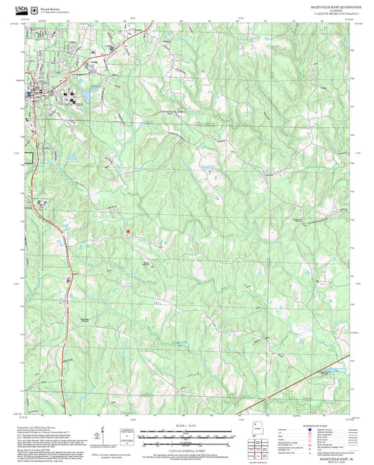2025 Forest Service Topo Map of Haleyville East Alabama