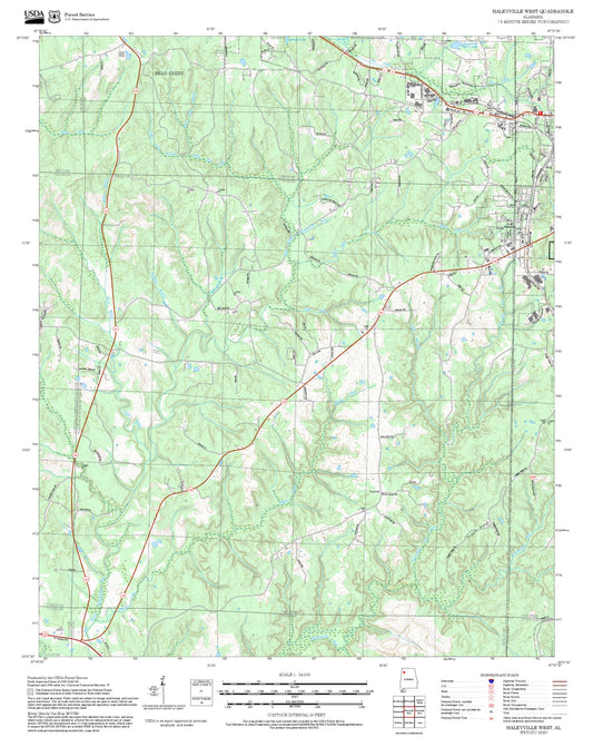 2025 Forest Service Topo Map of Haleyville West Alabama