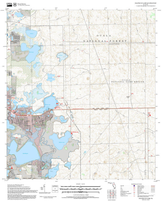 2025 Forest Service Topo Map of Halfmoon Lake Florida