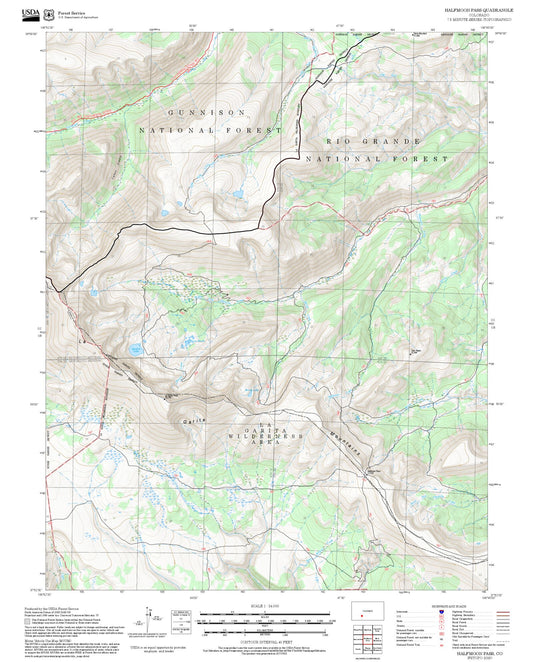 2025 Forest Service Topo Map of Halfmoon Pass Colorado