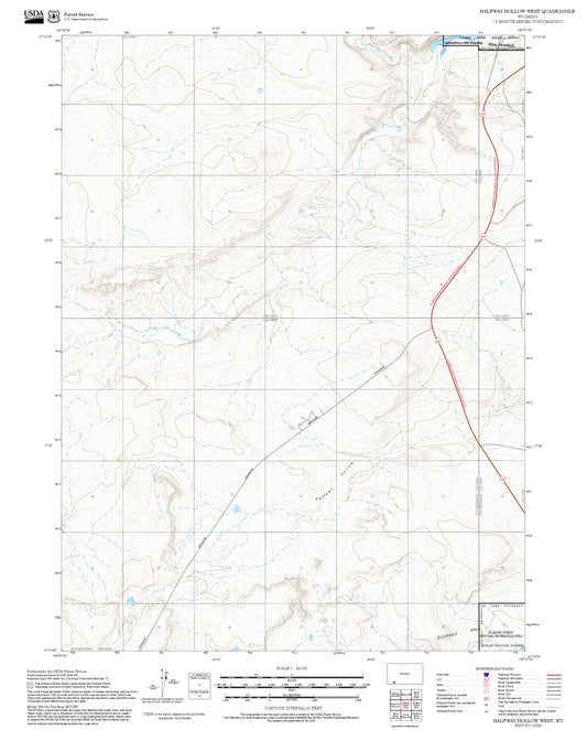 2025 Forest Service Topo Map of Halfway Hollow West Wyoming