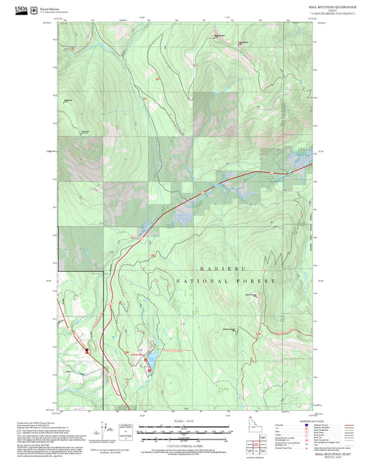 2025 Forest Service Topo Map of Hall Mountain Idaho