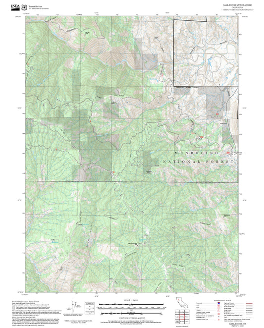 2025 Forest Service Topo Map of Hall Ridge California