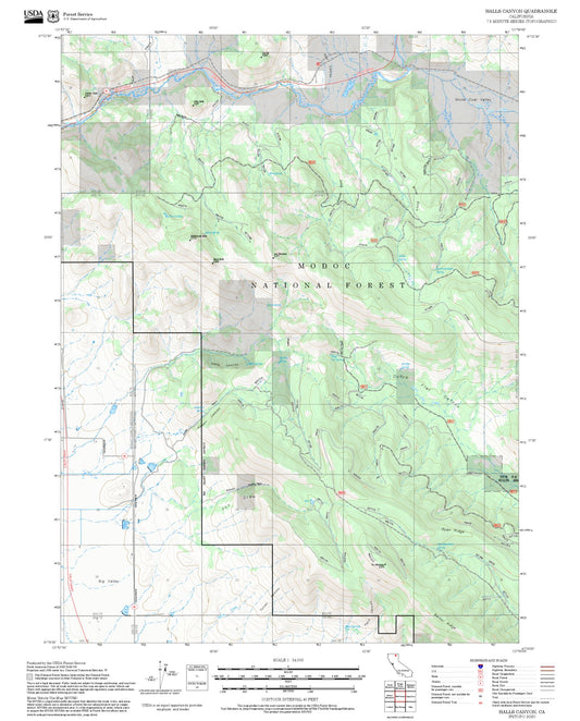 2025 Forest Service Topo Map of Halls Canyon California