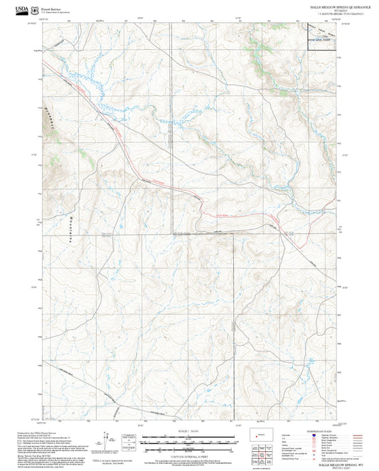 2025 Forest Service Topo Map of Halls Meadow Spring Wyoming