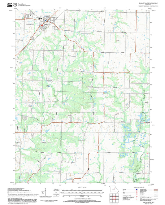 2025 Forest Service Topo Map of Hallsville Missouri