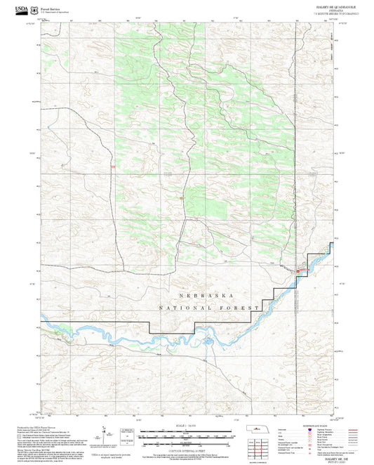 2025 Forest Service Topo Map of Halsey SE Nebraska
