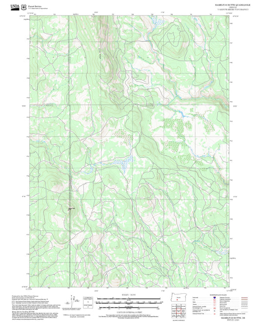2025 Forest Service Topo Map of Hamelton Butte Oregon