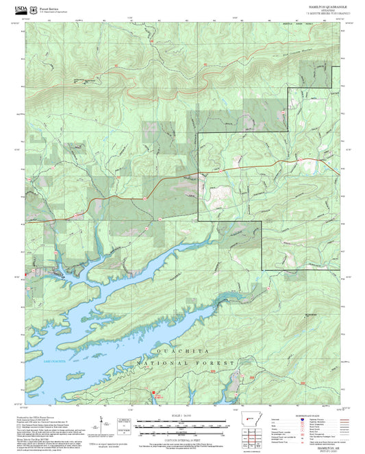 2025 Forest Service Topo Map of Hamilton Arkansas