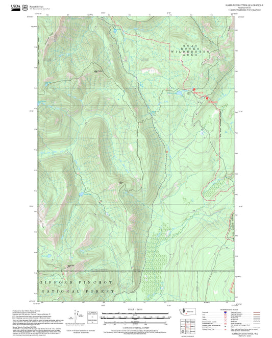2025 Forest Service Topo Map of Hamilton Buttes Washington