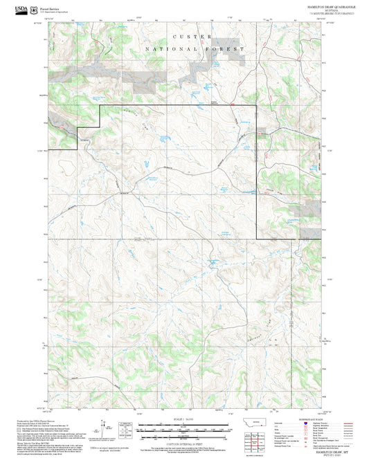 2025 Forest Service Topo Map of Hamilton Draw Montana