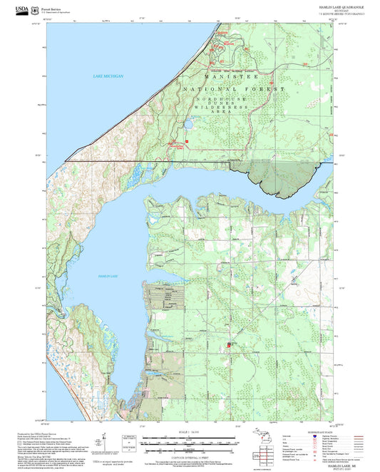 2025 Forest Service Topo Map of Hamlin Lake Michigan