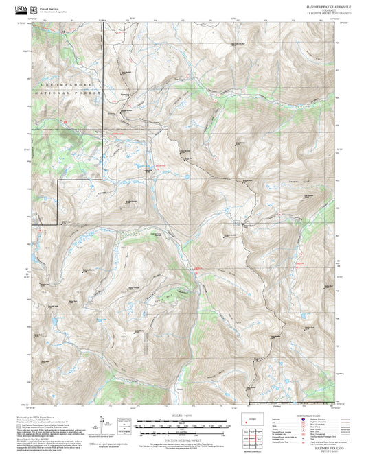 2025 Forest Service Topo Map of Handies Peak Colorado