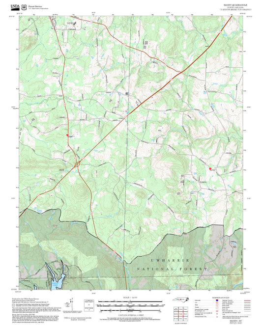 2025 Forest Service Topo Map of Handy North Carolina