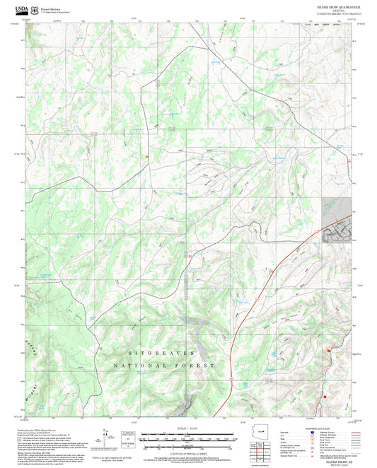 2025 Forest Service Topo Map of Hanks Draw Arizona