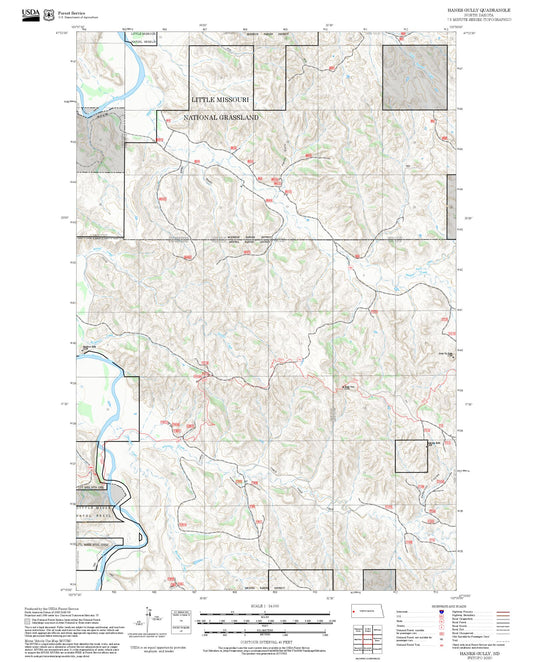 2025 Forest Service Topo Map of Hanks Gully North Dakota