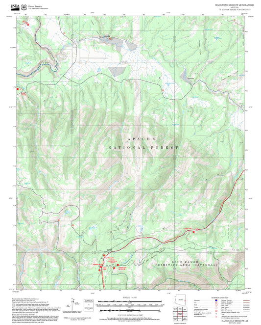 2025 Forest Service Topo Map of Hannagan Meadow Arizona