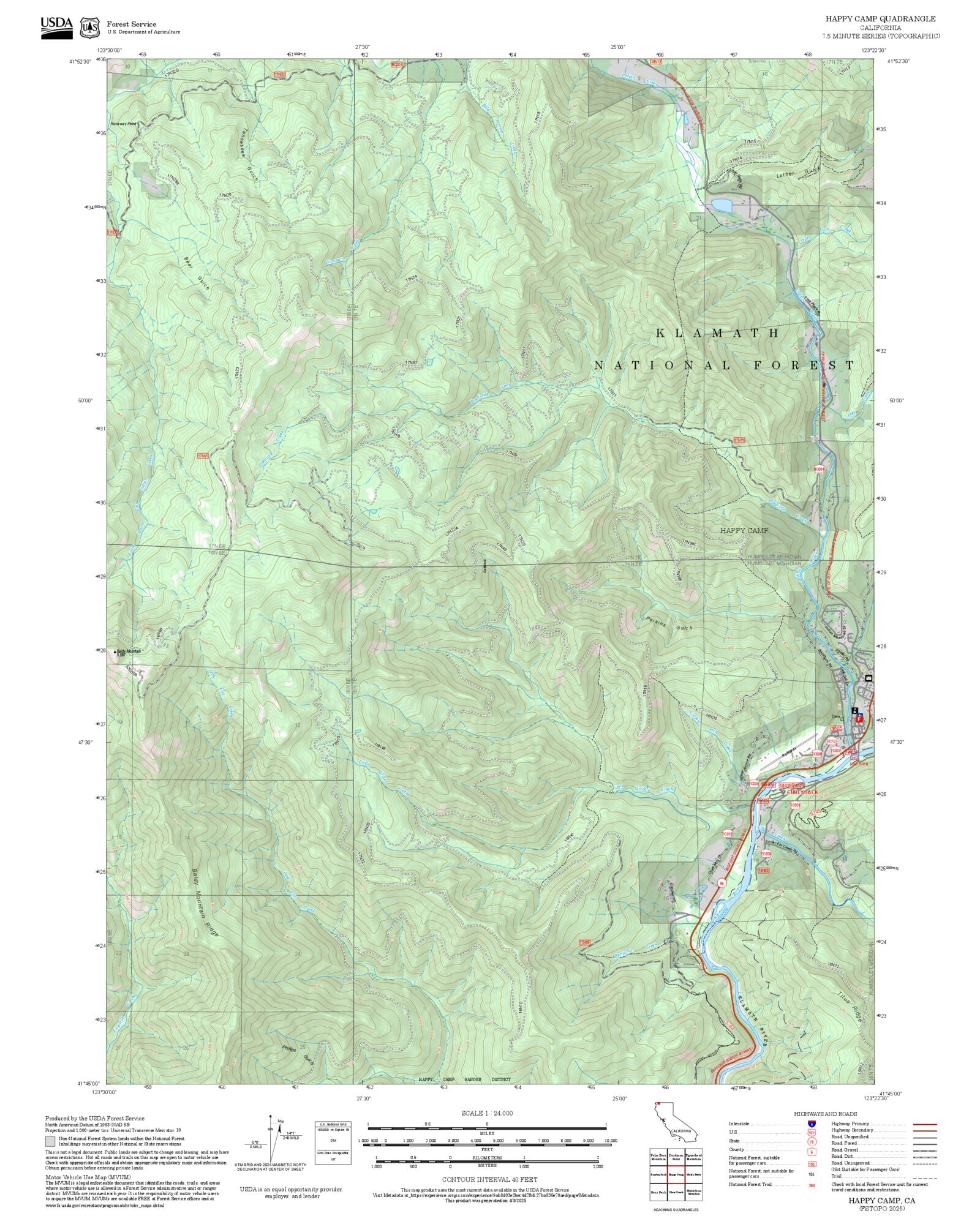 2025 Forest Service Topo Map of Happy Camp California – MyTopo Map Store