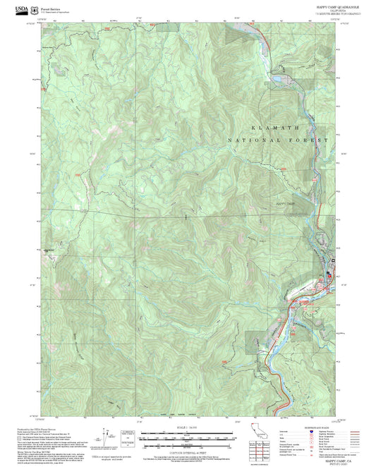 2025 Forest Service Topo Map of Happy Camp California