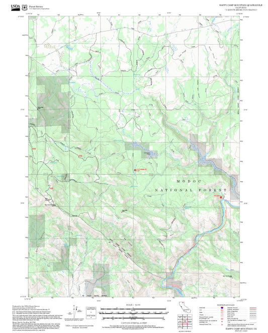 2025 Forest Service Topo Map of Happy Camp Mountain California