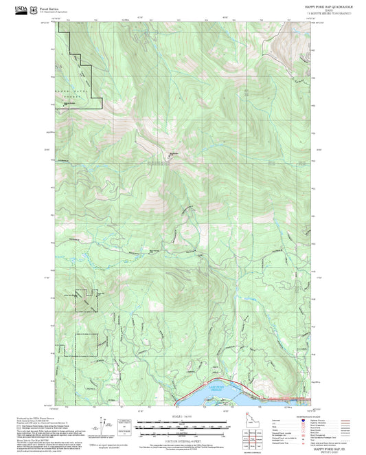 2025 Forest Service Topo Map of Happy Fork Gap Idaho